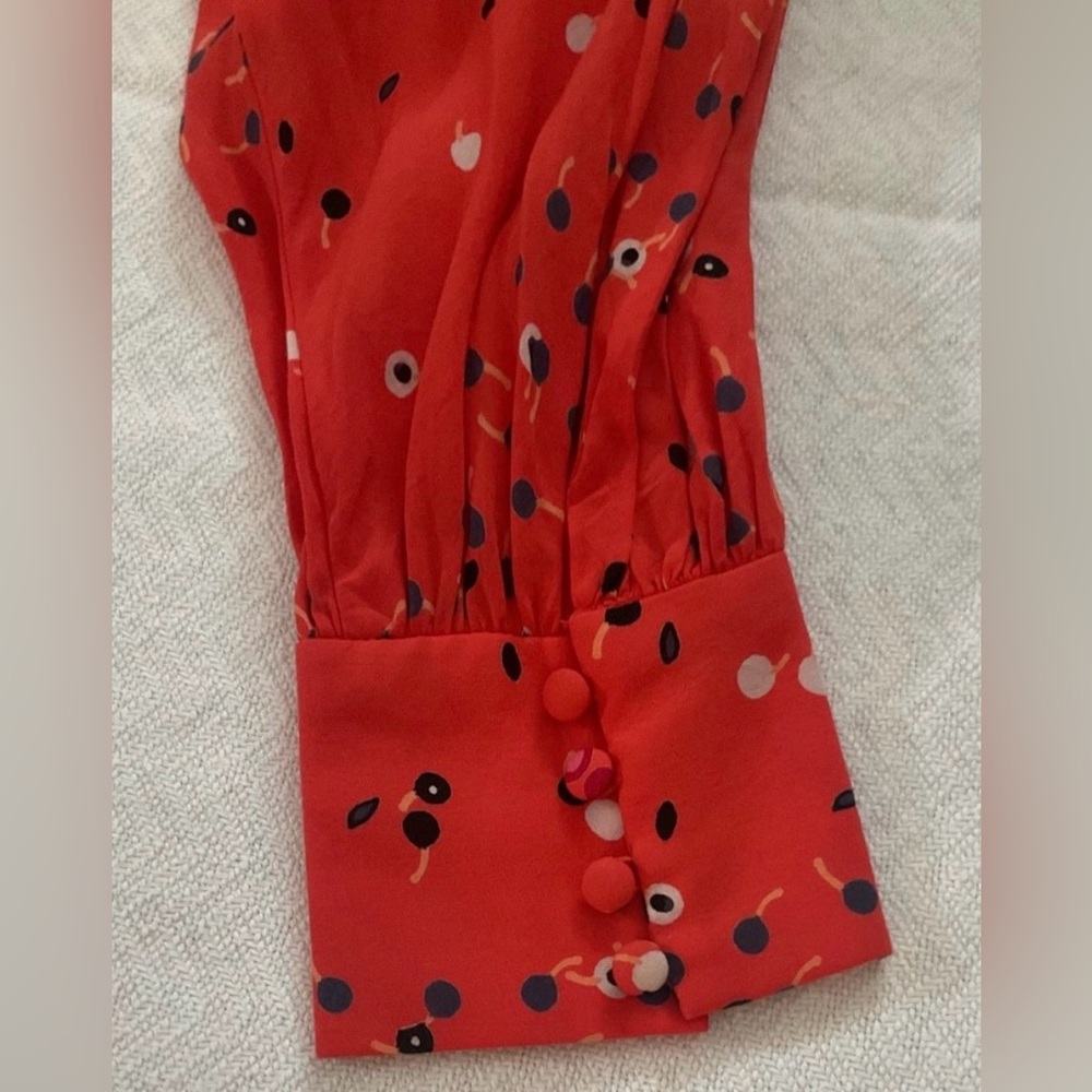 Free People Coryn Coral Print Pleated Cut Out Dress Long Sleeve Size 10 - Picture 7 of 9